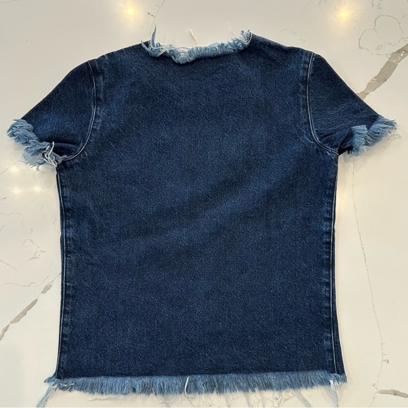 NWOT- Marques’Almeida Frayed Edge Denim Top Dark Indigo Size XS - Picture 4 of 4